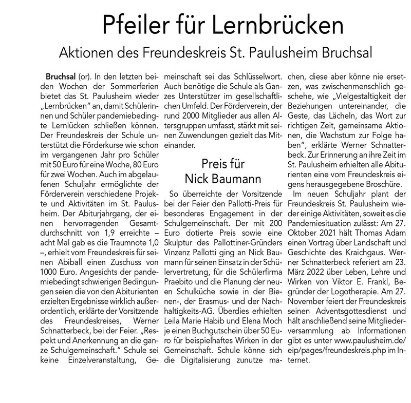 "Der Kurier" / Bruchsal, 26.08.2021